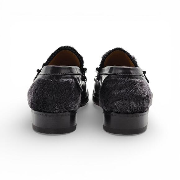 Christian Louboutin Fur Trim Metal Ornament Leather Loafers EU 41 US 8 - NWB